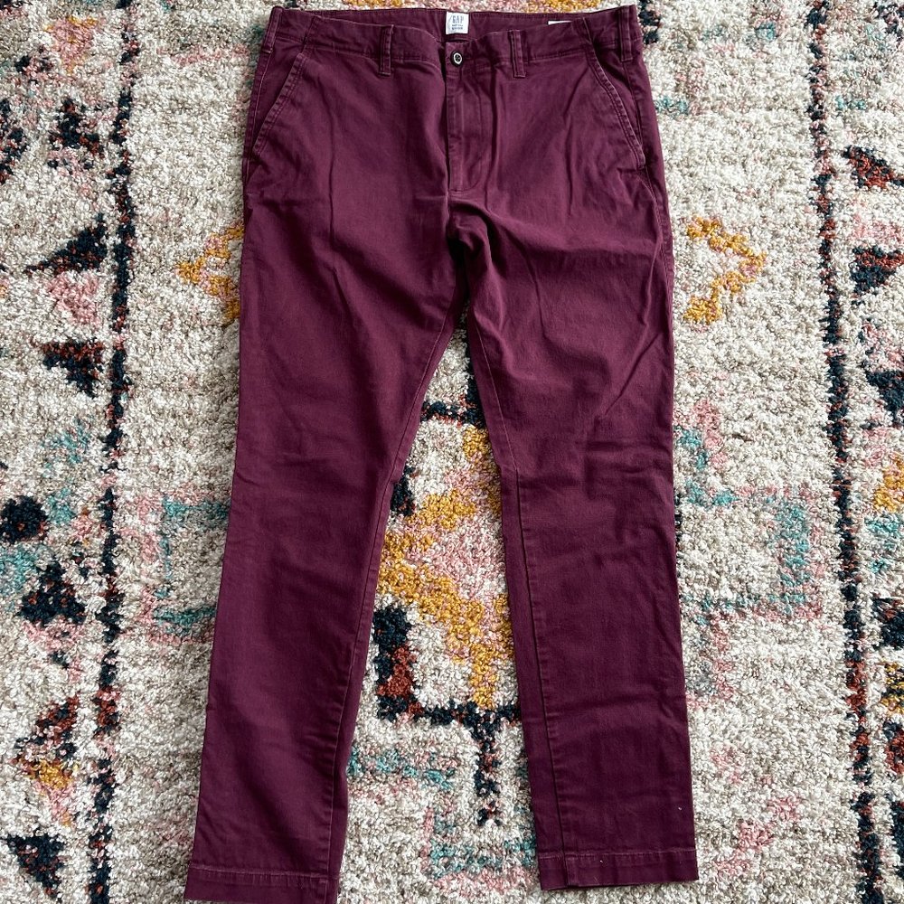 Gap Maroon Skinny Khakis Pants